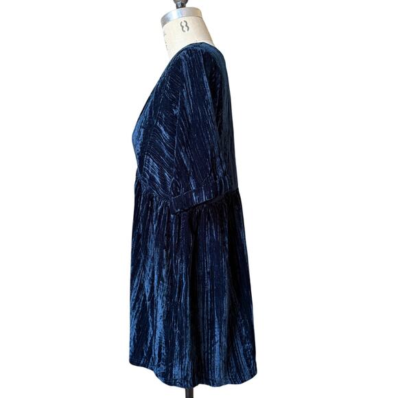 natural life Mini Dress in Blue Crushed Velvet Size XS/ Small - Picture 3 of 7